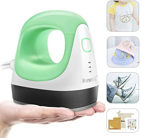 Moremili Mini Presse à Chaud, Presse de Transfert pour Bricolage, Machine à Presser Petits raccords en Vinyle HTV,12 x 11 cm Portable Presse à Pression pour vêtements, t-Shirts, Chaussures, Chapeaux