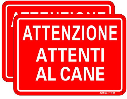 Joffreg Cartello Attenti al Cane in Alluminio,18 x 25 cm,Facile da installare,per Uso Interno o Esterno,Resistente UV,Resistente alle intemperie,2 pz