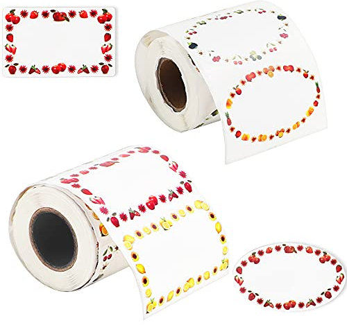 Pudsirn selbstklebende Marmeladen-Aufkleber, 2 Rollen, 6,5 x 4 cm, schönes Obst-Design, Haushaltsetiketten, Gefrierschrank-Etiketten für Küche, Marmelade, Gläser, Flaschen, Behälter