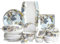 Modern Dinner Set, Floral Pattern Ceramic Combo Set, with Dinner Plate/Dessert Plate/Soup Plate/Bowl, Serving 10 People
