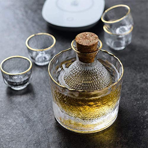 HSWYJJPFB Set Sake Japones Juego de Sake japonés Juego de 6 Calentadores con 4 Tazas de Sake, Juego de Copas de Vino para Servicio de Sake Caliente/frío 1019