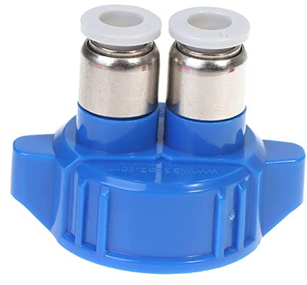 U/ D Plástico Doble conectado CO2 sistema Generador Tapas de botellas para Acuario Fish Tank Plantas Equipo (Azul)