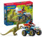 SCHLEICH Dinosaurs 41466 Dinosaurs Velociraptor und Baby Dino Abenteuer Spielset mit Quad und Fahrer - Prähistorisches Großes Dino-Spielzeug 5er-Set Dinosaurier Spielzeug ab 4 Jahren