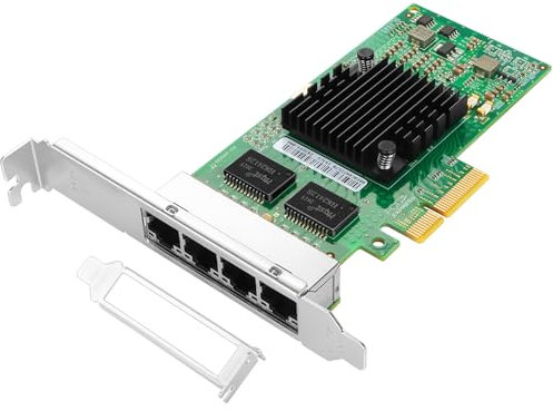 Euqvos PCIe Ethernet Network Card for Intel I350-T4 I350AM2 Chipset PCIe 2.1 x4 1Gb 4 Port RJ45 LAN Card Support Windows Server/Windows/Linux/VMware/ESX