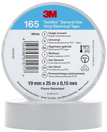 3M Temflex™ 165 165WH6E Isolierband Temflex™ 165 Weiß (L x B) 25m x 19mm
