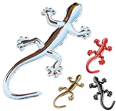 Autoaufkleber 3D Gecko Eidechse Echse Salamander Emblem Stickers Auto Aufkleber wetterfest glänzend (Gold)