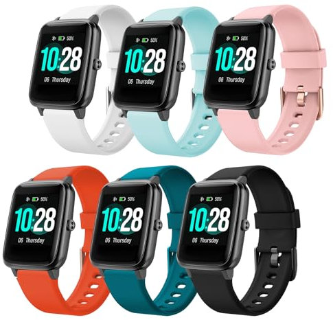 FuzeDa ID205L Ersatzarmband, 19mm Quick Release Klassisches weiches Silikonersatzband für ID205S ID205G ID215G ID216 SW020 SW023 WF021 WF025 Uwatch3 Ufit GT Smartwatch