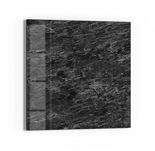 DEQORI Glas-Magnettafel | 30x30 cm groß | Motiv Dunkle Steinstruktur | Memo-Board aus Glas | Magnetboard inkl. Magnete, Stift & Tuch für Küche & Büro | Tafel magnetisch & beschreibbar