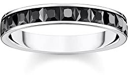 THOMAS SABO 2 Ring schwarze Steine pavé silber 925 Sterlingsilber, Geschwärzt TR2358-643-11
