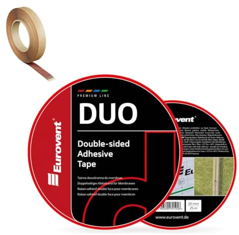 EUROVENT 20mm x 25m Das doppelseitige Klebeband DUO zum Verkleben und Reparieren von Dampfsperren Dachfolie Membranen