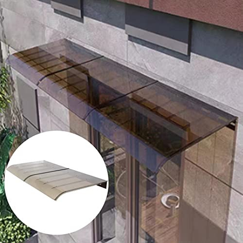CPOVOS Window Awning Door Canopy,Patio Waterproof Polycarbonate Roofing Canopies，Curved Rain Shelter For Garden Backyard With Accessories，48 Sizes (Color : Brown, Size : 50x40cm/20 x16)
