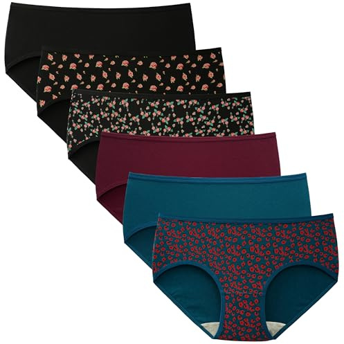 INNERSY Culotte Femme Coton Doux Slip Taille Midi Stretch Basique Lot de 6 | Sous Vetement Elastique, Culottes Hipster Classique, Entrejambe 100% Coton, Sans Étiquette, Confort pour Sport et Quotidien
