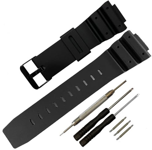 Rihahisy G-Shock Ersatz-Uhrenarmband für Casio DW-5900 DW-6100 DW-6695 DW-6900 G-6900 GW-M5610 DW-5600E GW-6900 (J1, Schwarz/schwarze Schnalle)