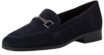 Tamaris Damen Slipper Leder Blockabsatz bequem; Navy, EU 38