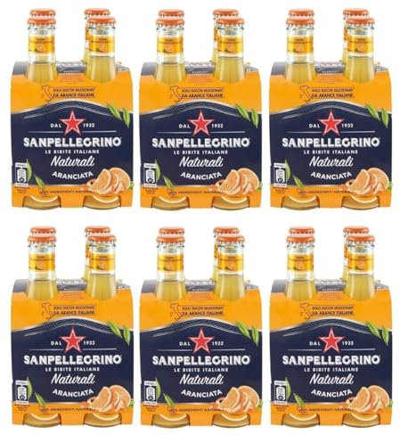 Sanpellegrino 24x San Pellegrino Aranciata Naturali Bevanda Analcolica Rinfrescante con succo di Arancia italiano, Bottiglia di vetro 20cl