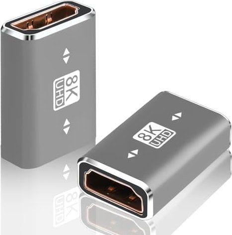 AXFEE Basics Coupleur HDMI, Lot de 2 Adaptateur HDMI 2.1 Plaqué Or Rallonge, Rallonge HDMI Femelle vers Femelle Supporte 8K/@60Hz 4K 2K 1080P UHD HDR Résolution 7680 * 4320 Compatible avec PC,Moniteur