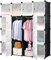HENGMEI Kleiderschrank DIY Regalsystem Aufbewahrung Schrank, PP-Kunststoff mit Tür Garderobenschrank, Wasser und Staubdicht für Schlafzimmer Badezimmer (16 Boxen mit Tür, Schwarz)