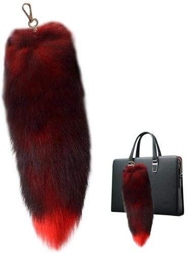 Fox -Schwanz -Schlüsselbund, flauschiger Pelz Wolf Schwanzschlüsselkette, Faux Therian Tail, Heckschlüsselkette, realistischer Fuchsschwanz -Keychain -Handtasche Pendellzubehör Erwachsene Cosplay,