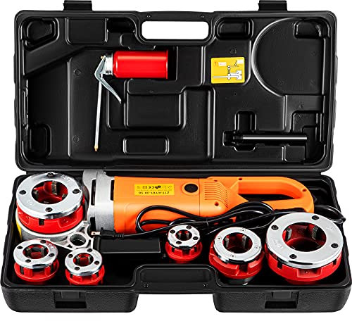 VEVOR Filettatrice per Tubi Elettrica Portatile 6 Matrici, Filiera Elettrica 2300 W, Filettatrice Elettrica Portatile 22 Giri al Min, Infila Tubi Elettrici Portatile Adatto Per Settori di Industrie