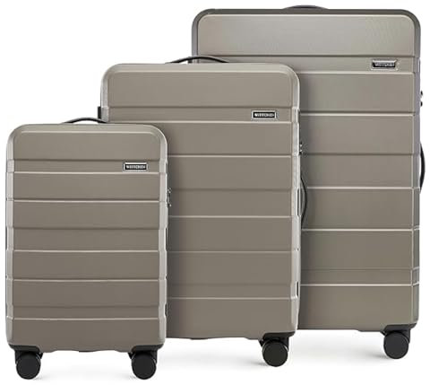WITTCHEN COMODO Line Kofferset Reisekoffer Hartgepäck aus ABS TSA Schloss Reisekofferset Gepäckset Handgepäck Set Größe (S+M+L) Gold
