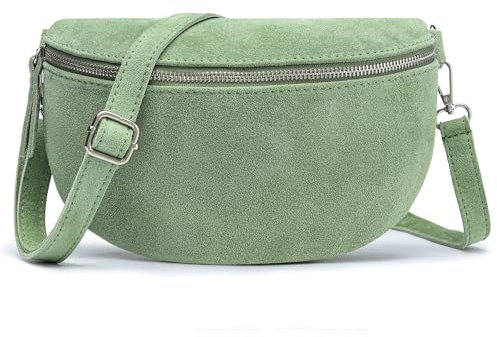 Frentree® Midi Echtleder-Umhängetasche Aus Italien, Crossbodytasche Mit Abnehmbarem Schultergurt Und Silbernem Reißverschluss