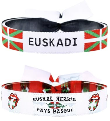 Italy bracelet, flag and Basque Country bracelet, Italian interlaced woven fabric, ikurriña