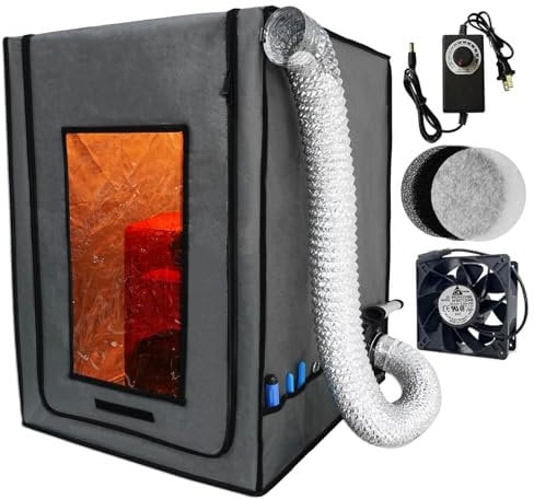 Harz 3D Drucker gehäuse mit Lüftungsfilter, 12V Ventilator 5000RPM mit Geschwindigkeitskontroll-Dampfabsaugung, staubdichte Zelt-konstante Temperatur Schutzabdeckung für Ender 3 Pro/V2/Ender3 S1/Neo