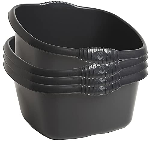 4X Schüssel Set anthrazit 9L 32x32cm quadratisch Kunststoff Spüle Pflege