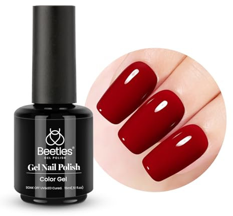Beetles 15 ml UV Gel Nagellack Rot, Nagellack Rote Lippen UV LED Maniküre Nagelstudio DIY Gel Nagelkunst Design für Anfänger
