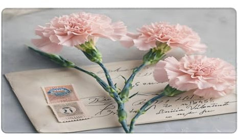 KINGWW Mauspad mit rosa Nelken, rutschfeste Gummiunterseite, für Büro, Zuhause, Laptop, Reisen, 74,9 x 40,1 cm