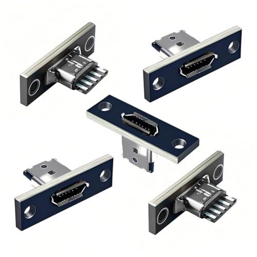 chenyang 5 Pack USB 2.0 DIY Anschluss, Micro USB 5-poliger Buchsenanschluss Reparatur Ersatz Lötadapter mit Schraubloch für die Schalttafelmontage