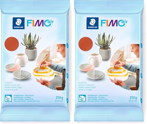 STAEDTLER lufttrocknende Modelliermasse FIMO air, terrakotta, sofort gebrauchsfähig, kein Brennvorgang notwendig, 250g, angenehme Haptik, klebt nicht, mind. 95% natürliche Rohstoffe, 8103-76