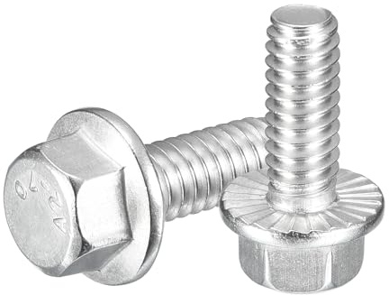 QUARKZMAN 10Pcs 1/4-20 x 5/8 Boulons À Tête Hexagonale À Collerette, Vis Hexagonales À Collerette En Acier Inoxydable 304, Vis À Collerette Hexagonale Grade 5.8, Argent
