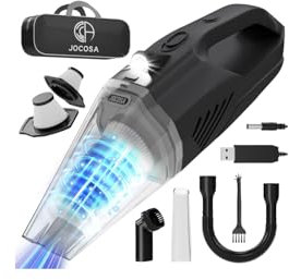 JOCOSA Handheld Vacuum Cleaner Portable Rechargeable with Washable HEPA Filter, Cordless Car Vacuum Cleaner Powerful for Home Carpet Stairs Pet Hair, Mini Hoover Car Hoovers Lightweight (Black)