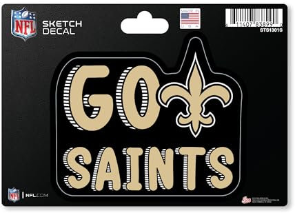Rico Industries NFL Football New Orleans Saints Sketch Look 10,2 x 15,2 cm Aufkleber