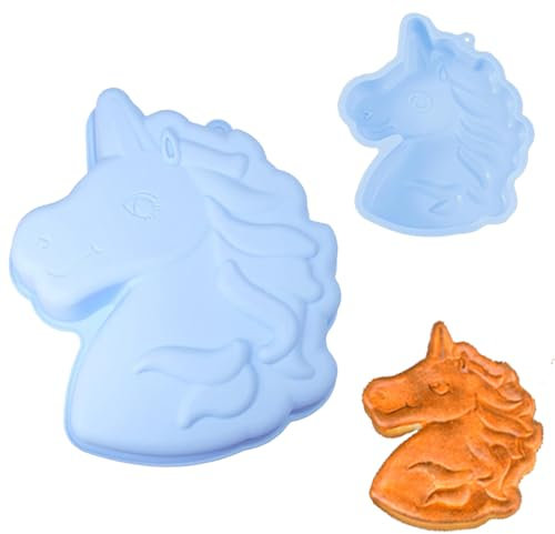 Silikonformen Einhorn Backform, einhorn kuchenform, Unicorn Blau Kuchenform, 3D Unicorn Kuchenform Silikon, Kindergeburtstag Backform für Kuchen, Schokolade, Pudding & Dessert (Blau)