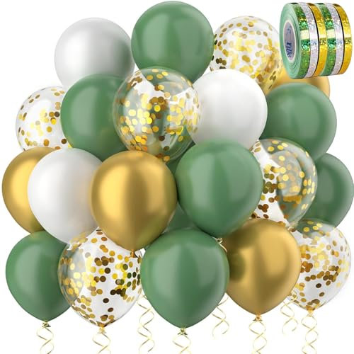 wenweo Luftballons Geburtstag • [60 Stück] • 12 zoll Premium Ballons aus 100% Naturlatex • Helium Luftballons Grün • Luftballon Girlande • Perfekt für Feiertage oder Partydekorationen