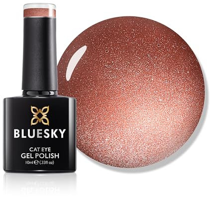 Bluesky Cat Eye Gel Nail Polish 10ml, Scarlet Sheen - SJC05, Red Magnetic Nail Polish with Cat Eye Effect for LED UV Lamp, Long-Lasting, Salon & Home Manicures