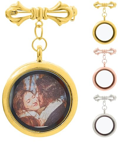 SUPERFINDINGS 3 Stück Brautstrauß Brosche Memorial Anhänger Bowknot Bouquet Foto Medaillon Charms Broschen Anstecknadeln Legierung Glas Fotorahmen für Hochzeits Anstecker Blumenstrauß Anhänger