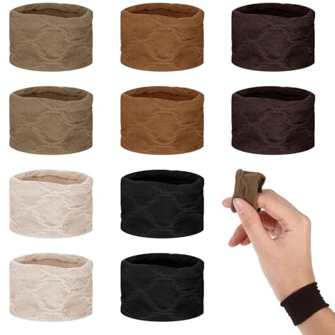 Haargummi Groß Baumwolle Stretch, 10 Stück Braun Scrunchies Haargummi Damen für Pferdeschwanz, Frauen Mädchen Haargummis für Dicke Lockige Haare(Strukturierte)