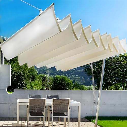 ZYLDDS Voile d'ombrage rétractable ondulée,Store Enrouleur Coulissant en U pour extérieur,Toile de Toit en PEHD, Protection UV et Solaire, auvent de terrasse de Jardin extérieur,2 * 8m