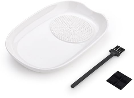 LELE LIFE Piatto grattugia in ceramica per aglio e zenzero, in porcellana, per grattugiare, macinare e immergere (ovale)