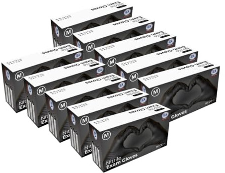 IEA Medical Einmalhandschuhe Nitril schwarz M – Einweghandschuhe 1000 Stk | Untersuchungshandschuhe latexfrei & lebensmittelecht, reißfest EN 455/EN ISO 374 – für Küche, Medizin, Tattoo & Werkstatt