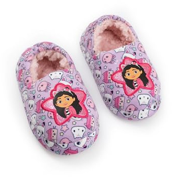 DREAMWORKS GABBY'S DOLLHOUSE Gabbys Puppenhaus: Rosa-lila Slipper für Mädchen | Bequeme Hausschuhe für drinnen | Gabbys Puppenhaus-Merchandise