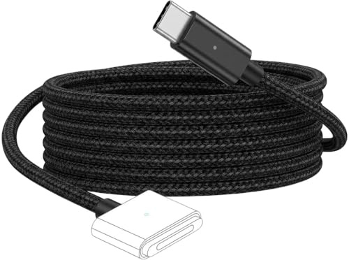 USB C to Magnetic 3 Cable 2M 140W Fast Charging Braided Cord, Black | Compatible with MacBook Pro 14/16 In (M1/M2/M3 Pro/Max 2021-2024), MacBook Air 13/15 In(M2 M4 2025), with LED Indicator