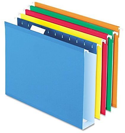 Pendaflex Extra Capacity Hanging File Folders, Letter Size, Reinforced, 2 Inch Expansion, Assorted Colors, 25 Per Box (4152X2 ASST)