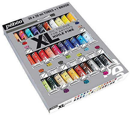 Pébéo 920231 Studio XL - Pinturas al óleo (30 tubos diferentes, 20 ml) con pincel, Multicolor