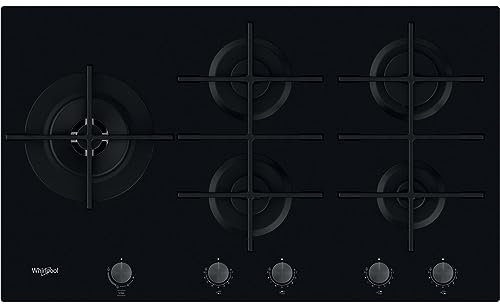 WHIRLPOOL GOWL 958/NB PIANO COTTURA A GAS 5 FUOCHI PRECISE FLAME IXELIUM VETRO COLORE NERO