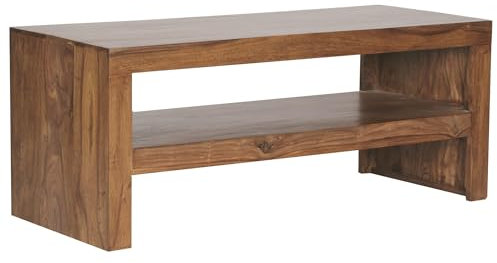 Wohnling Couchtisch Massiv-Holz Durban Sheesham 110 cm breit Wohnzimmer-Tisch Design braun Landhaus-Stil Beistelltisch