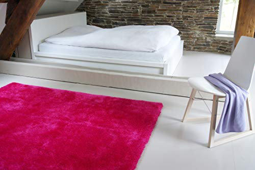 floor factory Moderner Teppich Seasons pink 160x230 cm - flauschig weicher Hochflor Teppich in aktuellen Trendfarben